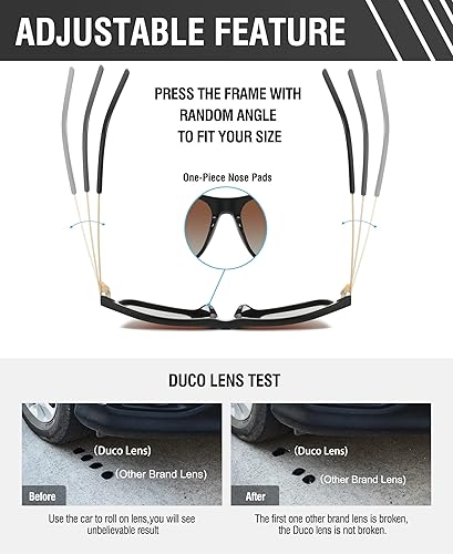 Miniatura 4 de DUCO Gafas de sol polarizadas cuadradas retro para hombres y mujeres, gafas de sol con marco de acetato 100% protección UV 2143