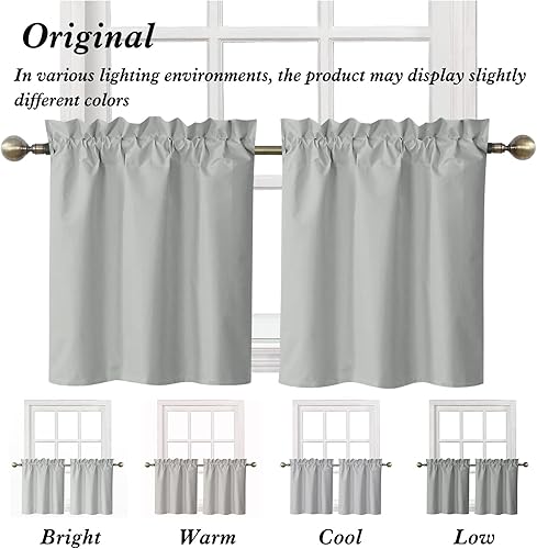 Miniatura 6 de Home Queen Cortinas opacas con bolsillo para barra para ventana pequeña, cortinas de sótano para oscurecer la habitación, cortinas de cafetería, 2