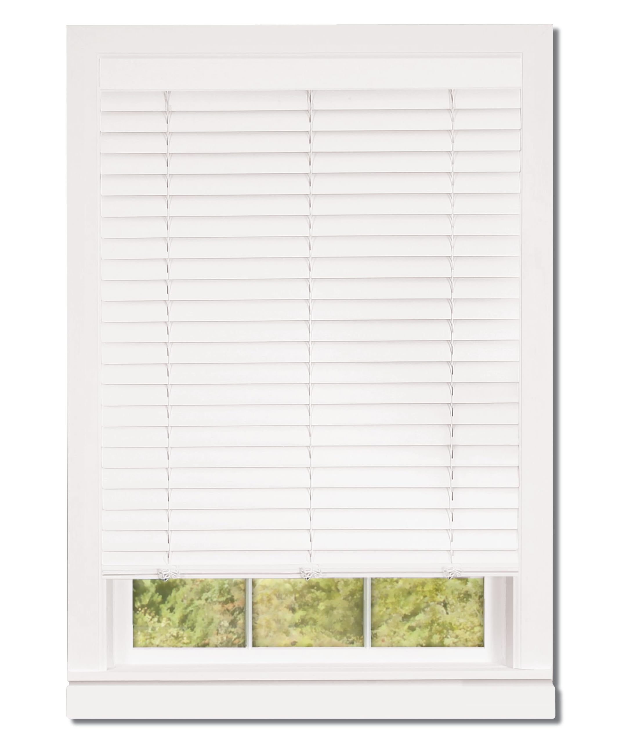 Custom Made 2" White Beveled Edge Blinds for Windows - Cordless Light Filtering Blinds for Indoor Window Coverings and Shades (22.5" W x 60" L)
