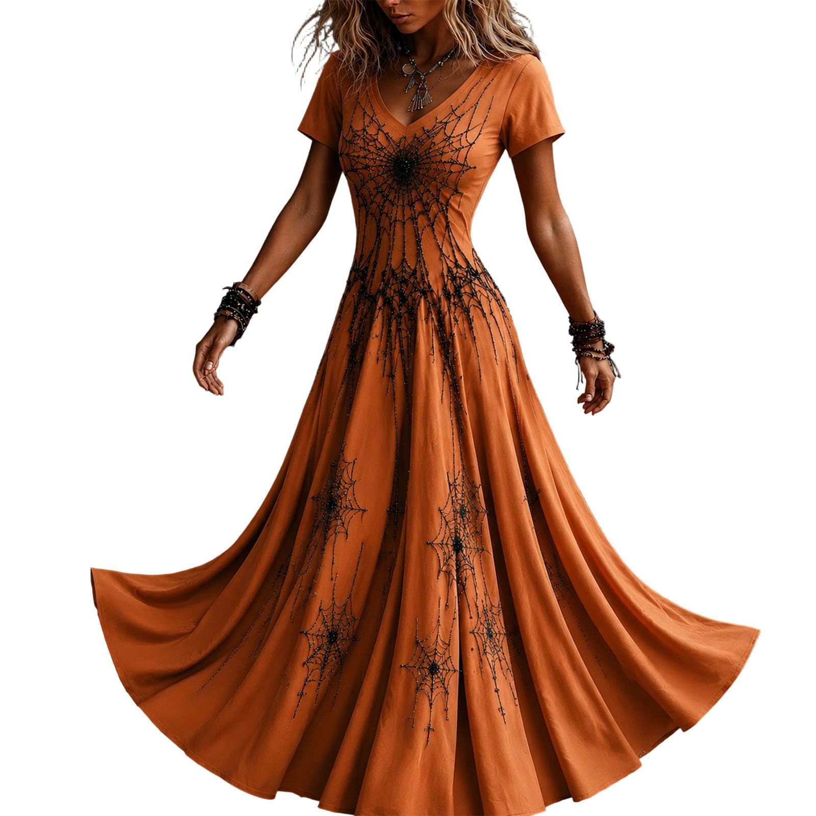 Halloween Costumes for Women UK, Ladies Gothic Skeleton Spider Web Dresses