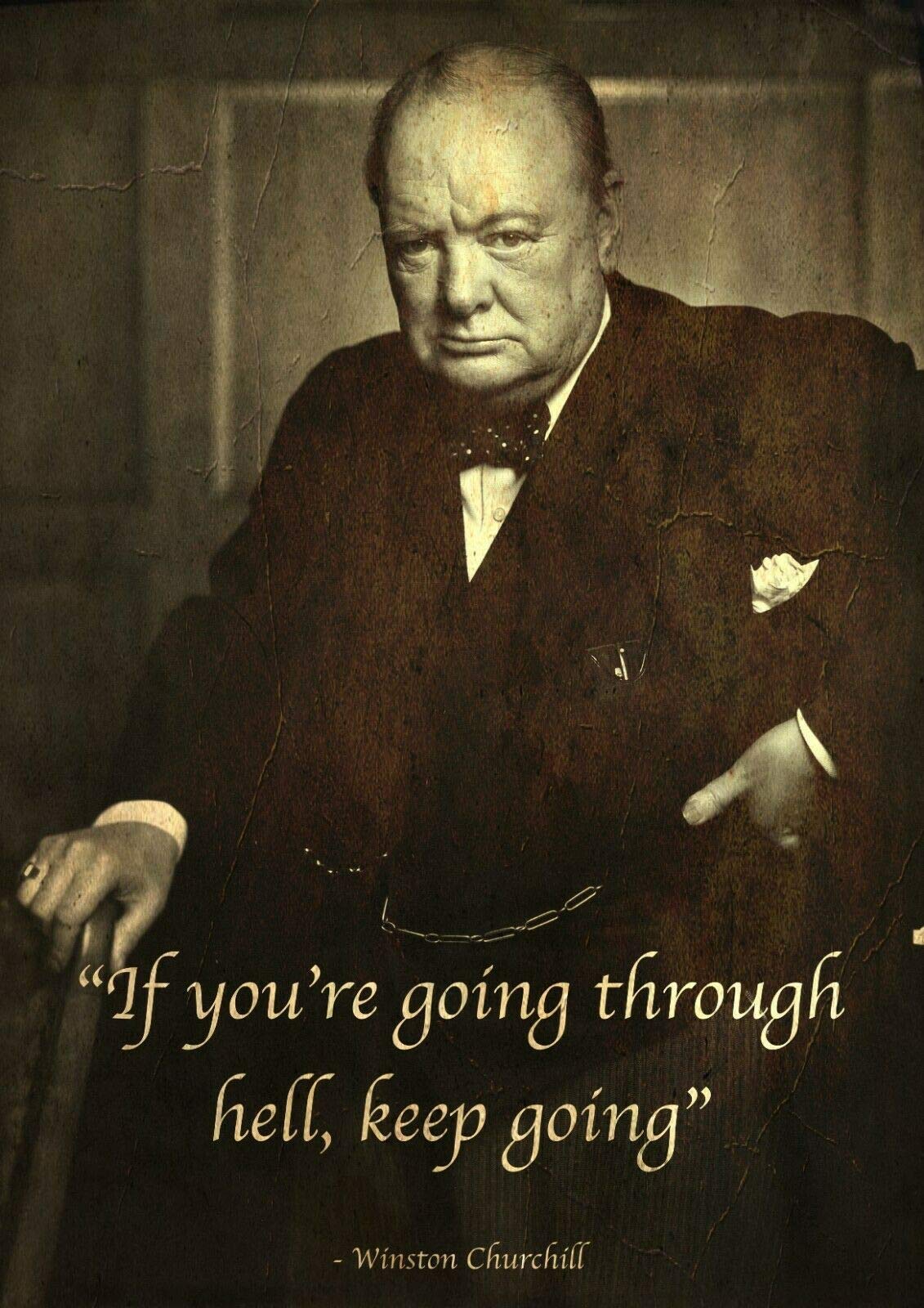 City-Art-Zone Black Winston Churchill Motivational Quote Poster Wall Art Print A4