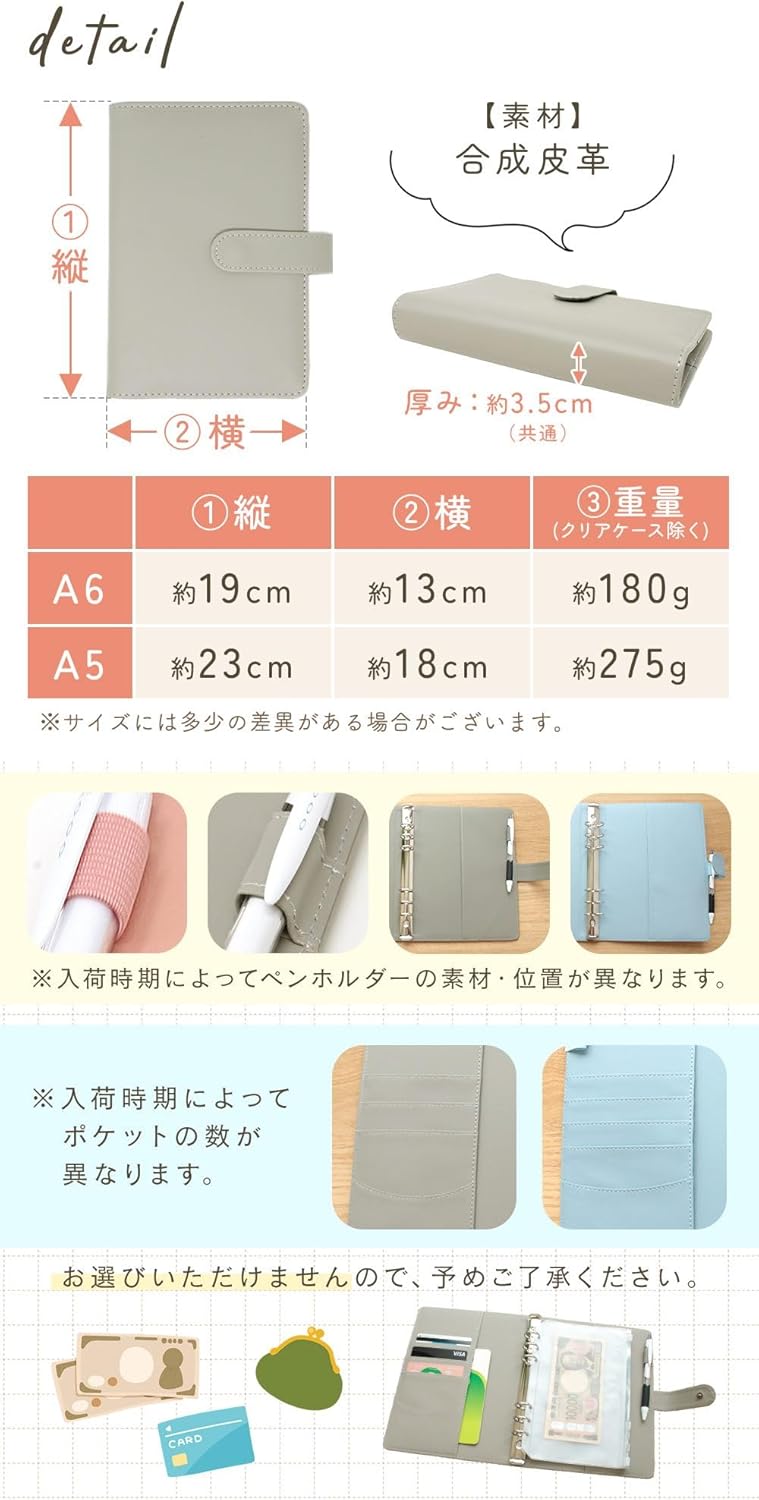 milasic Household Financial Management Pouch Refill, 6-Hole File, Cute Case, Multi Case, Large Capacity, Good Envelope Money Management, Household Financial Management, Goods, Binder, Passport, Cover
