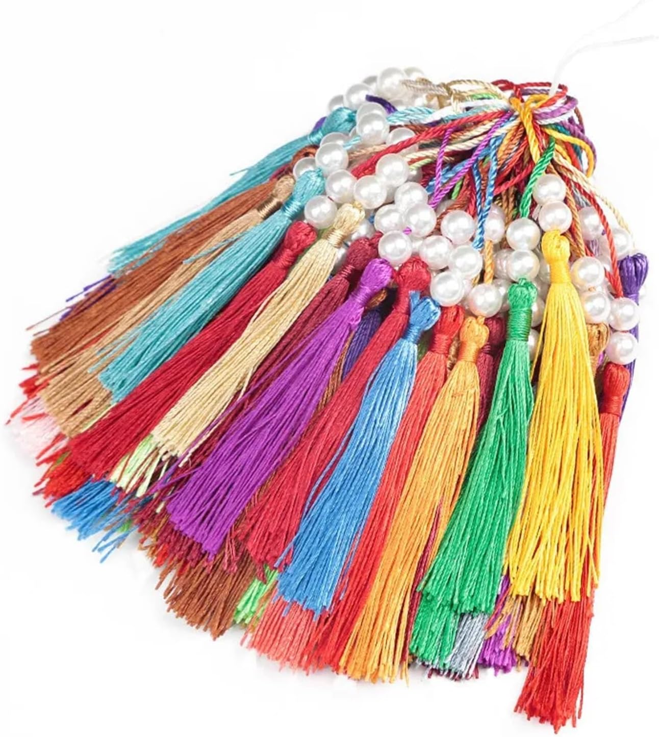 Tassels 20/50Pc 9cm Pearl Bookmark Tassel Beaded Fringe Sewing Curtain Accessory DIY Crafts Supplies Keychain Decoration Jewelry Pendant for Bookmarks(Color:Sapphire,Size:50 Pcs)