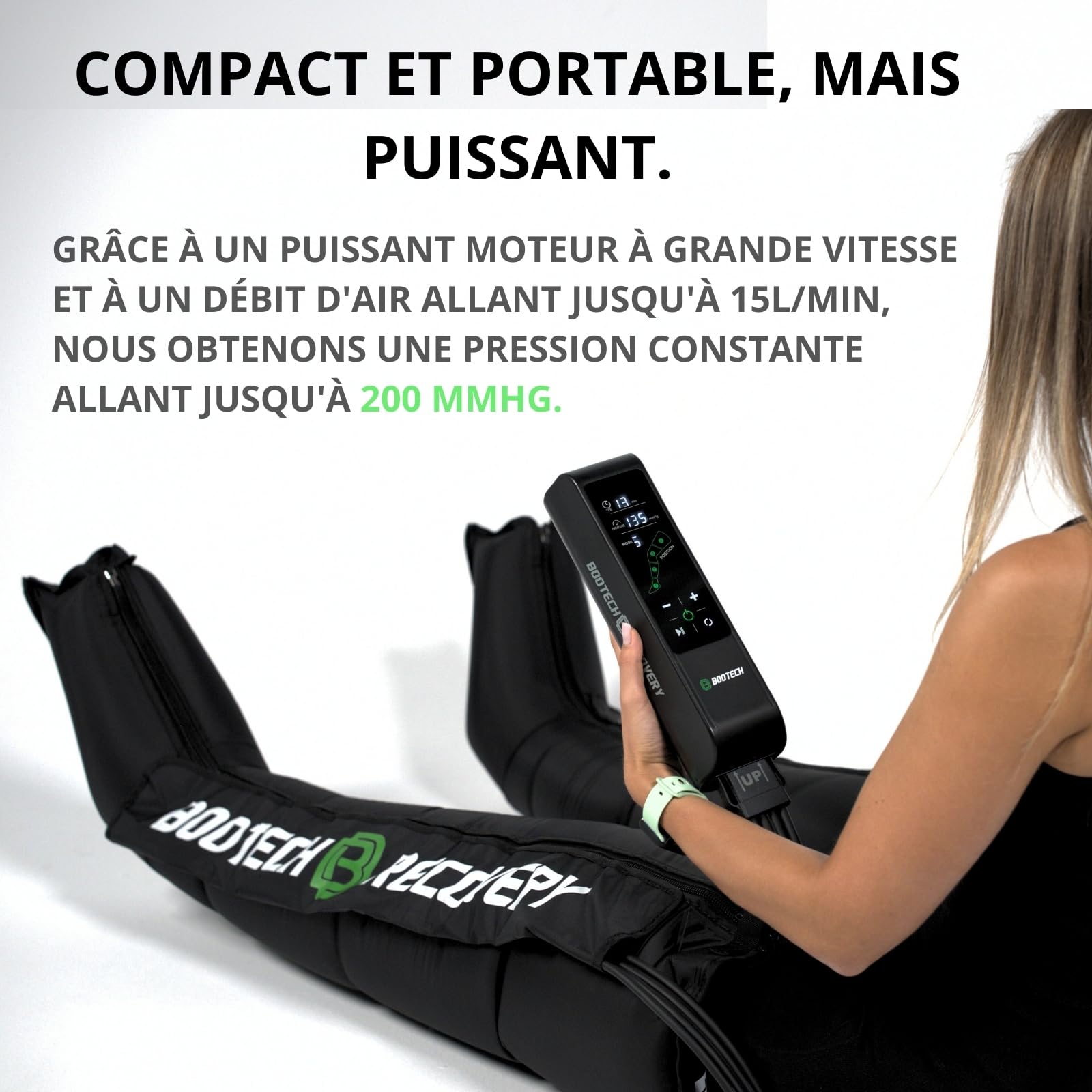 BOOTECH Pressothérapie professionnelle pour la maison, massage des jambes et des pieds fatigués, améliore la circulation, récupération musculaire, drainage lymphatique, rétention d'eau, cellulite (L)
