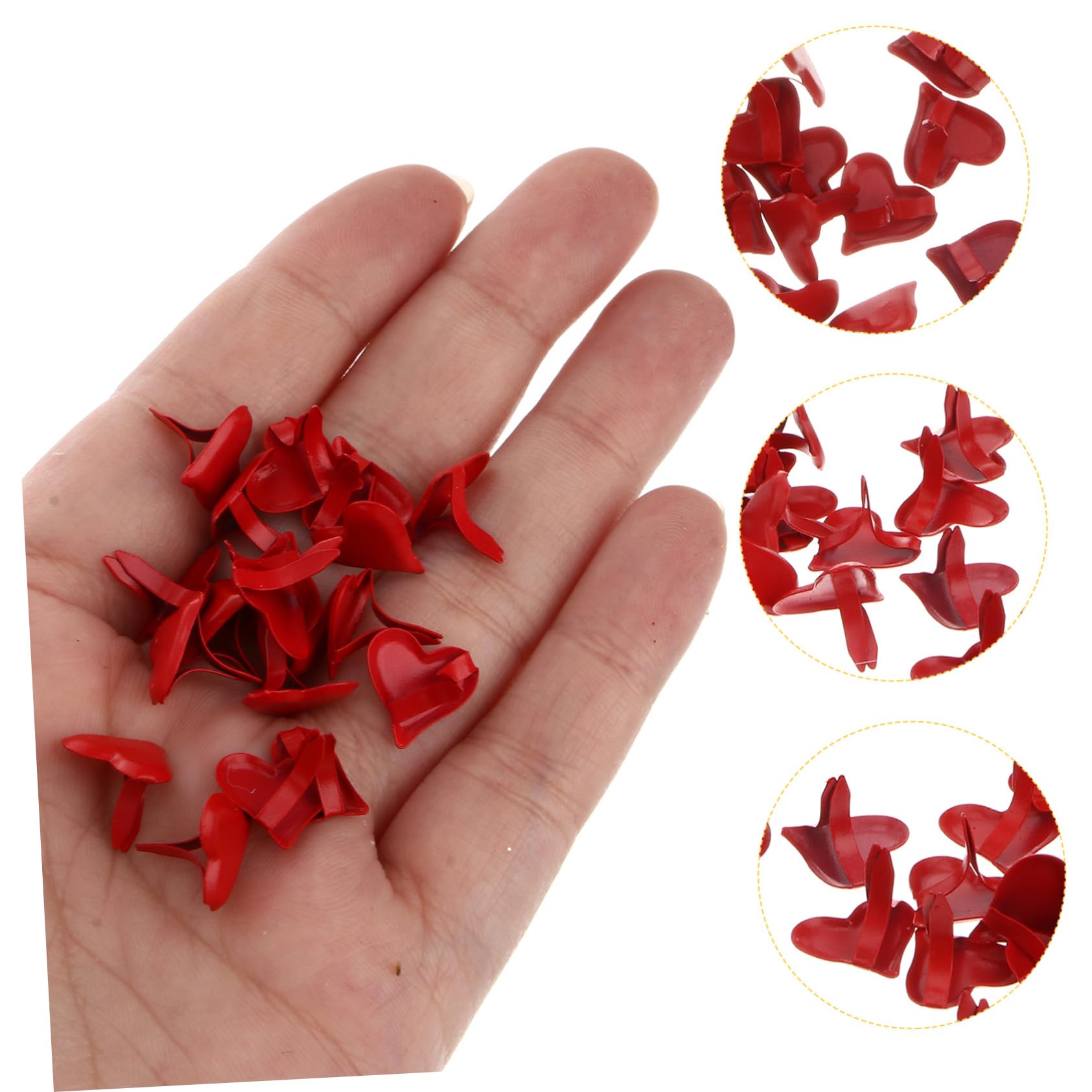 OSALADI 50Pcs Mini Heart Shaped Brads Red Durable Scrapbooking Fasteners for Crafts DIY Projects and Embellishments Heart Design for Creative Use