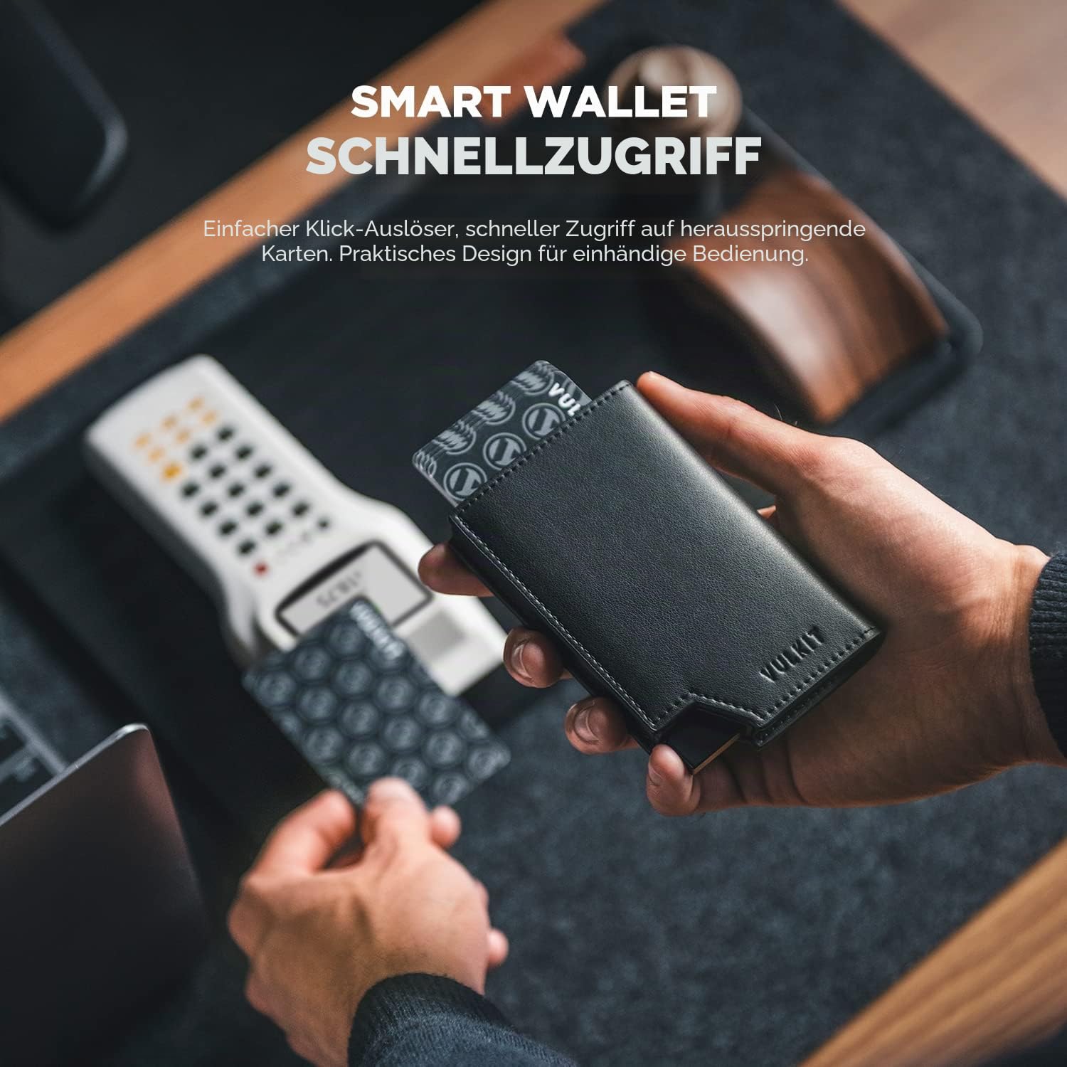 VULKIT Kreditkartenetui RFID Blockierendes Pop Up Kartenetui aus Leder für Männer und Frauen, mit Geldscheinfach und Magnetverschluss