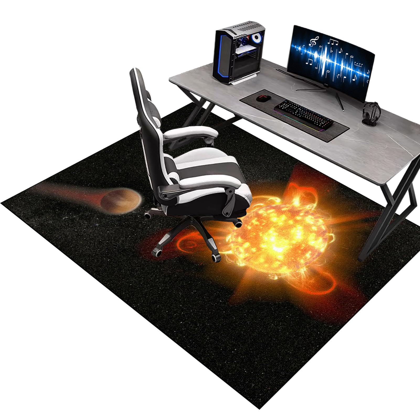 Desk Chair Mat for Carpet, 90 x 120 cm Gaming Chair Mat for Hardwood Floor, Computer Chair Mat for Carpeted Floor, Gaming Rug for Wooden Floors, Computer Floor Mat for Carpet, Hard-Floor Chair Mats