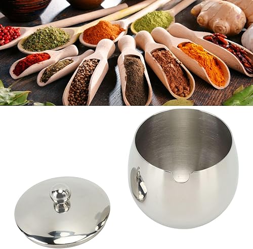 Miniatura 4 de Azucarero de acero inoxidable, tarro de especias con tapa, plato grande para suagr, recipiente de azúcar pulido, soporte multifuncional para cocina,