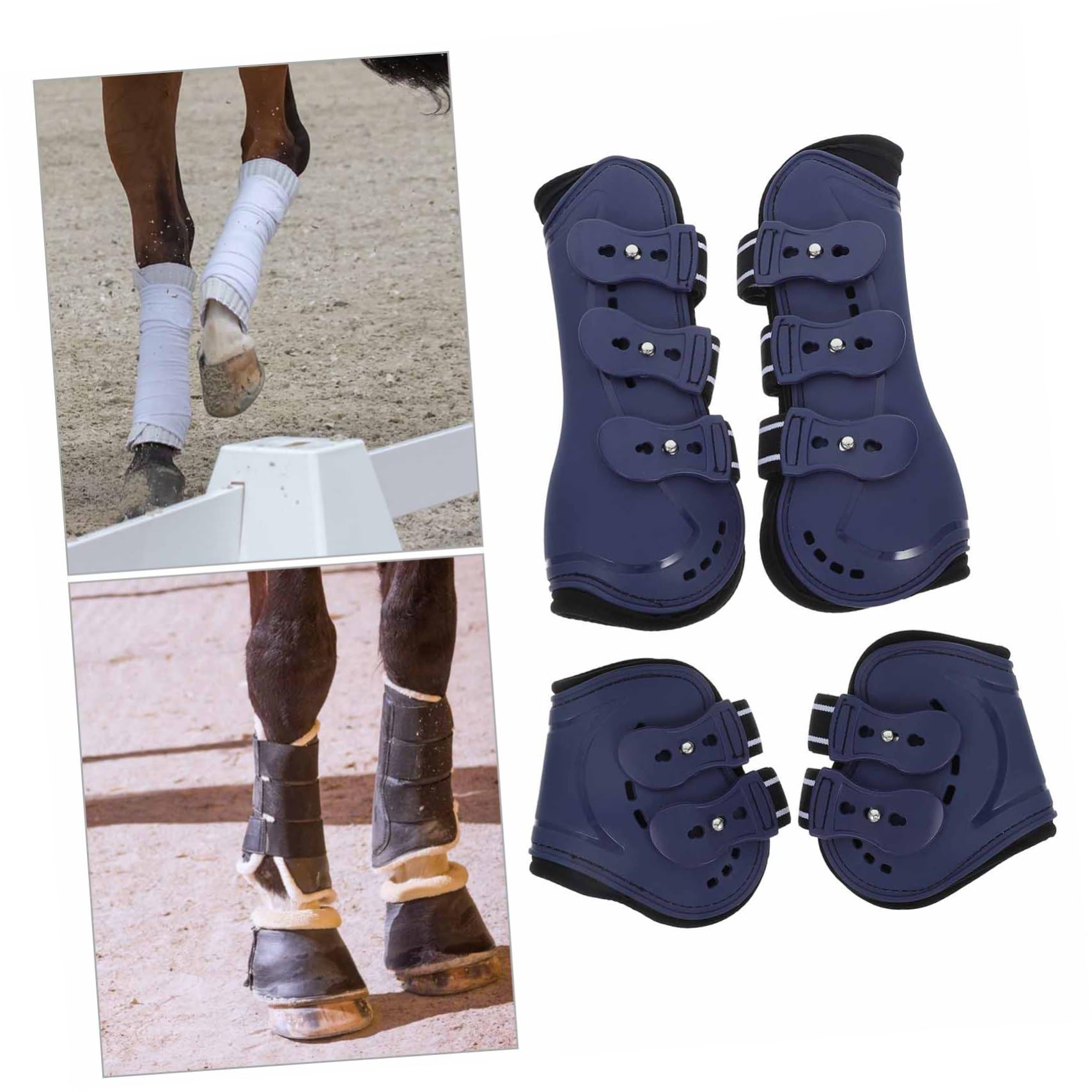 BESPORTBLE 4piezas Botas para Patas De Caballo Protector De Patas De Caballo para Botas De Protección Ecuestre Parte Delantera Vendajes para Equitación Azul Media