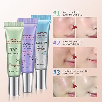 CC Red Correction Cream With Centella - Color Correcting Formula For Blemishes, Red Skin, AcneMarks - Lightweight, Non-Greasy - Hydration Skin And SPF Protection 15ml