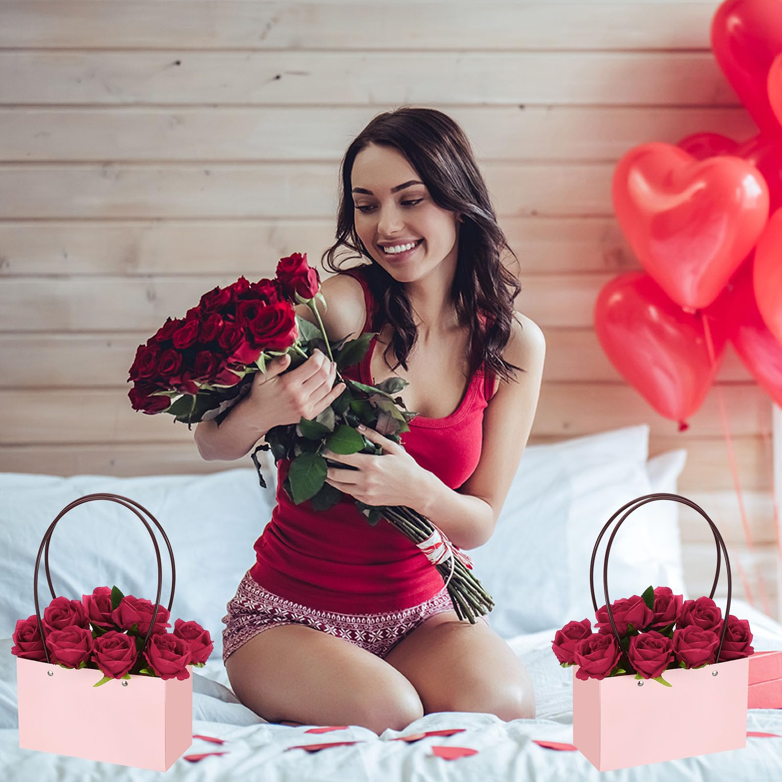 PATIKIL Carta Fiore Regalo Sacchetti Set 4pz Carta Bouquet Fiore