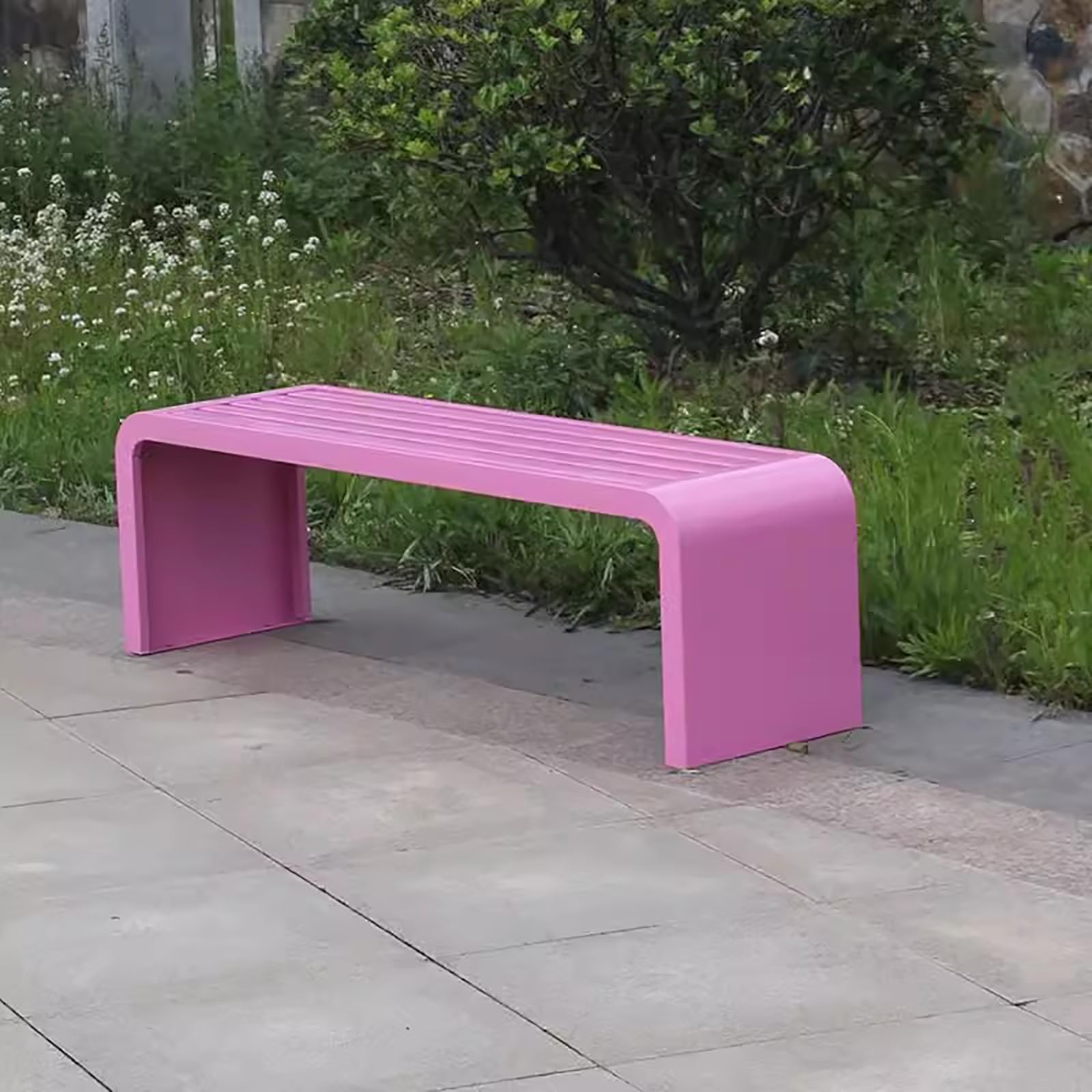 Banco de jardín de metal rojo para exteriores, muebles de patio pequeños para patio, porche y parque, asiento elegante y duradero para jardines y patios