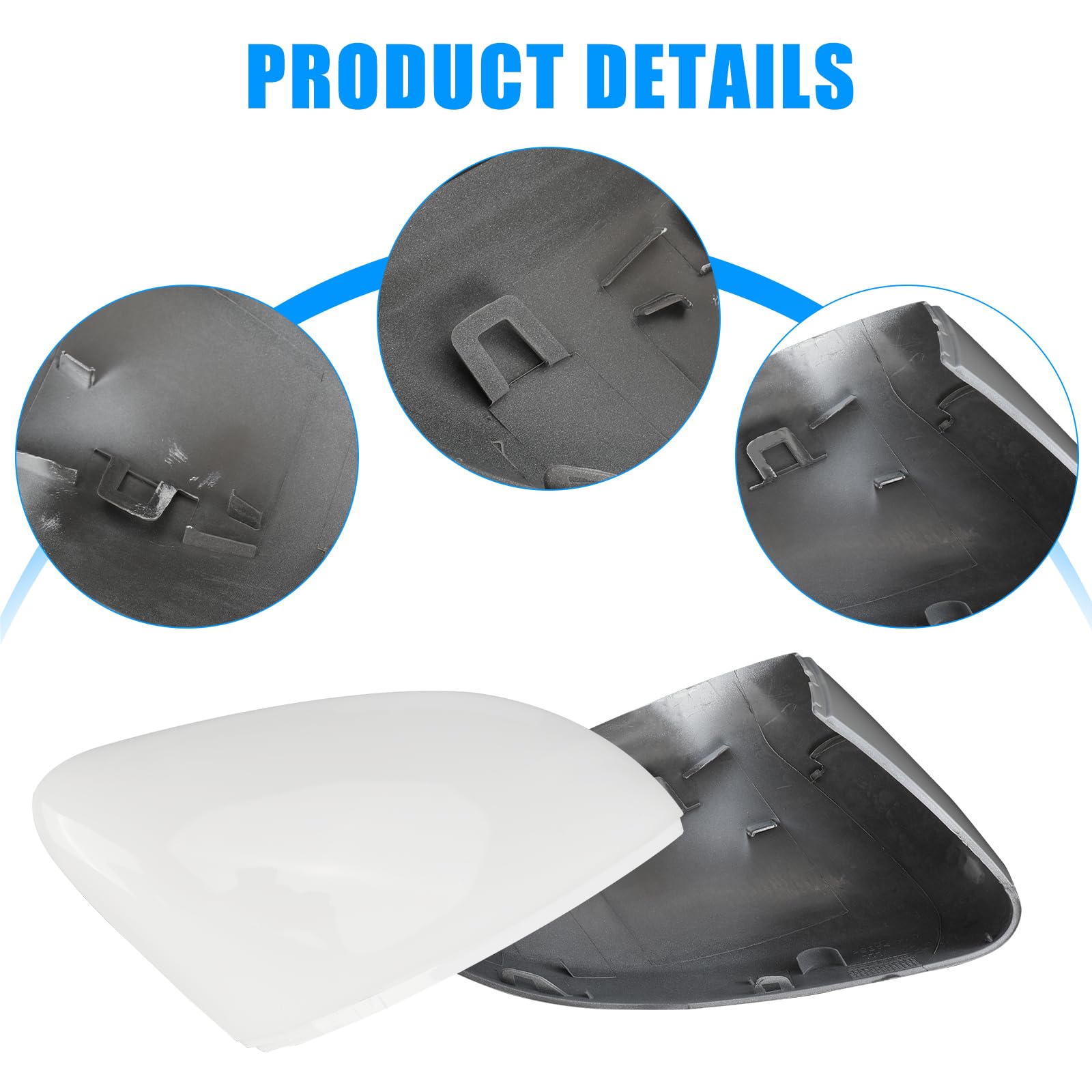 Coperture per specchietti retrovisori, 1 coppia di coperture per specchietti esterni anteriori e posteriori per 2009-2017 VW Polo MK5 (Bianco)