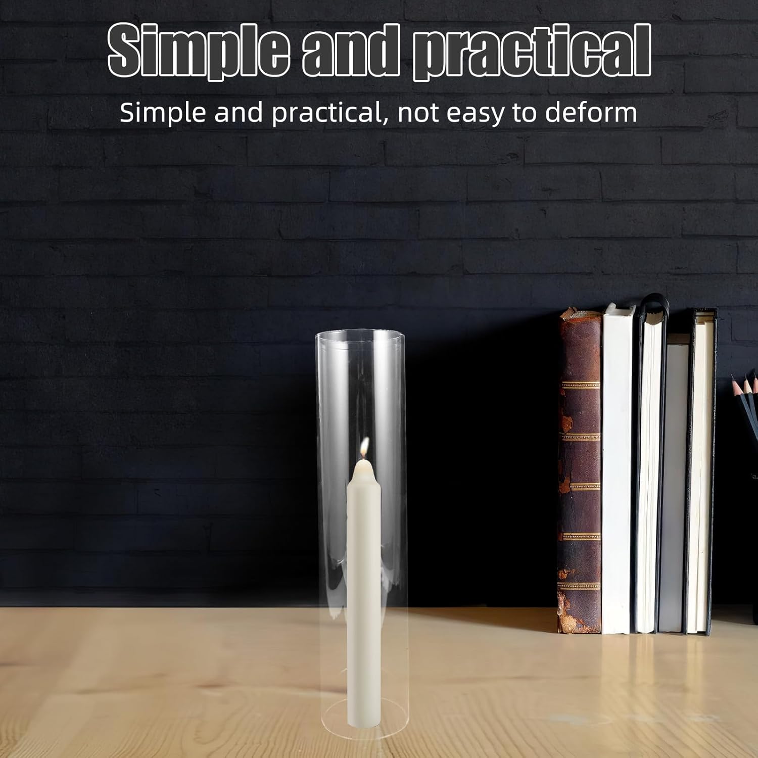 2pcs Cylinder Glass Hurricane Candle Shades Clear Chimney Tube Sleeve Glass Candlesticks Cover for Wedding Festival Table Centerpiece
