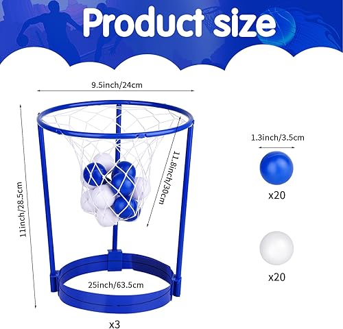 Miniatura 2 de Paquete de 3 unidades de juego de fiesta de baloncesto para niños y adultos, juegos de carnaval, cesta ajustable con 40 bolas para fiesta de