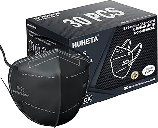 HUHETA KN95 Face Masks, Packs of 30 Individually Wrapped, 5-Ply Breathable and Comfortable Safety Mask, Filter Efficiency ...