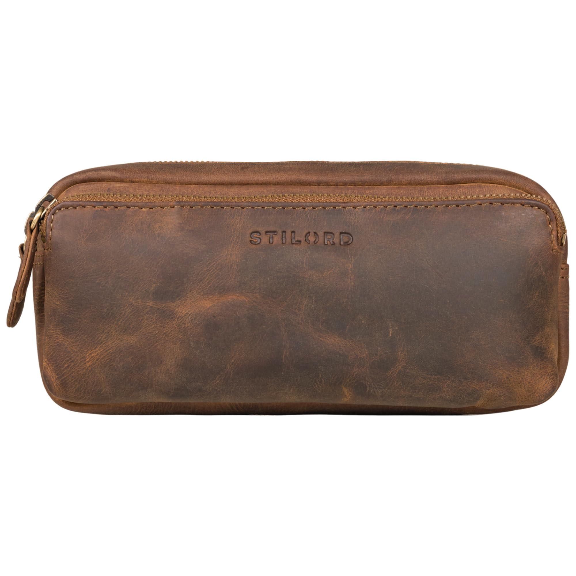 STILORD Melissa Large Genuine Leather Pencil Case, 20 x 9 x 6 cm, Middle Brown, 110 g, Unisex - Image 3