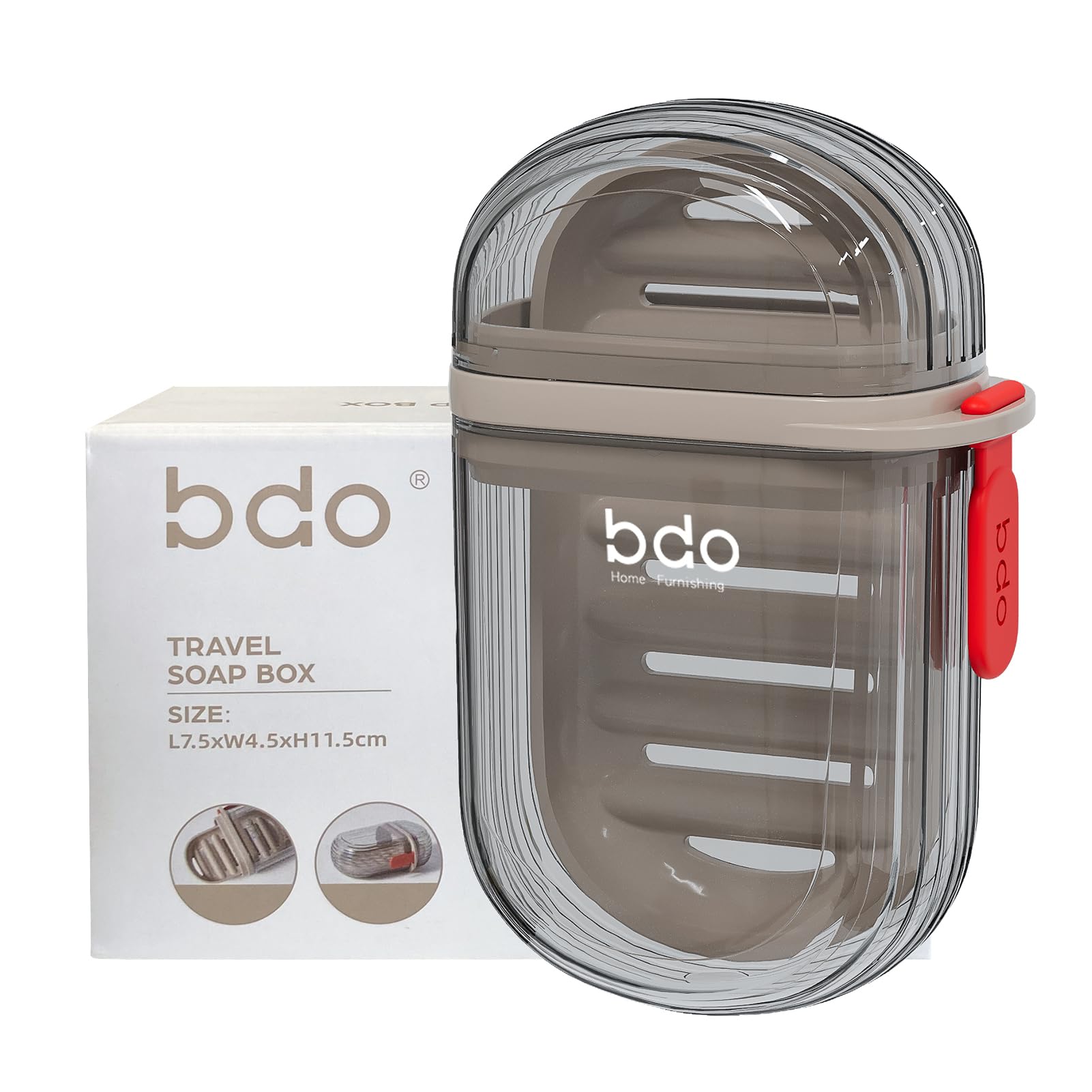 SHOTAY Compact Travel Soap Case, 100% Leakproof Soap Box with Lid, Bar Soap Holder for Traveling, Portable Soap Container for Gym, School, Camping, Trip, Outdoor - Beige&Clear