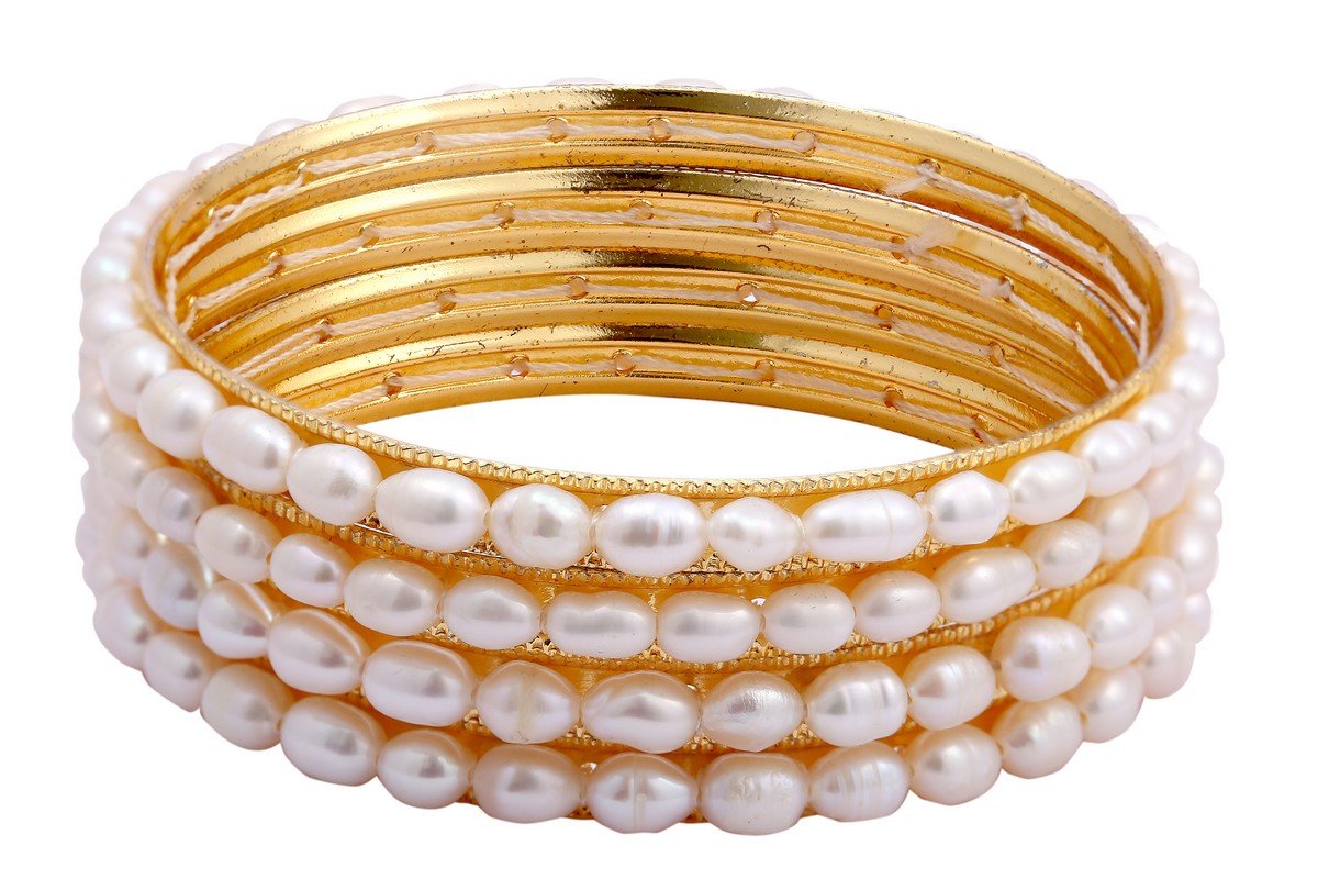 D.D Pearls Hyderabadi freshwater white pearl bangles set 2.4 for women and girls brand warranty certificate of authenticity of pearls-image-17