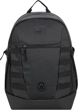 PUMA Fluid Backpack in Performance Airmesh with Laptop Sleeve & Padded Adjustable Straps, Black/Silver, One Size