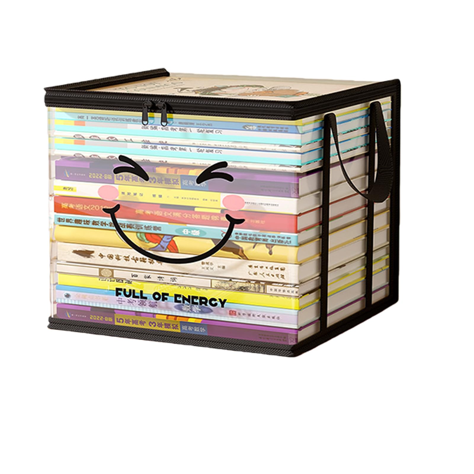 Xjdzineq Sturdy Clear PVC Book Storage Container Pliable Design Large Opening Double Handles Organiser Bin with Lid Box