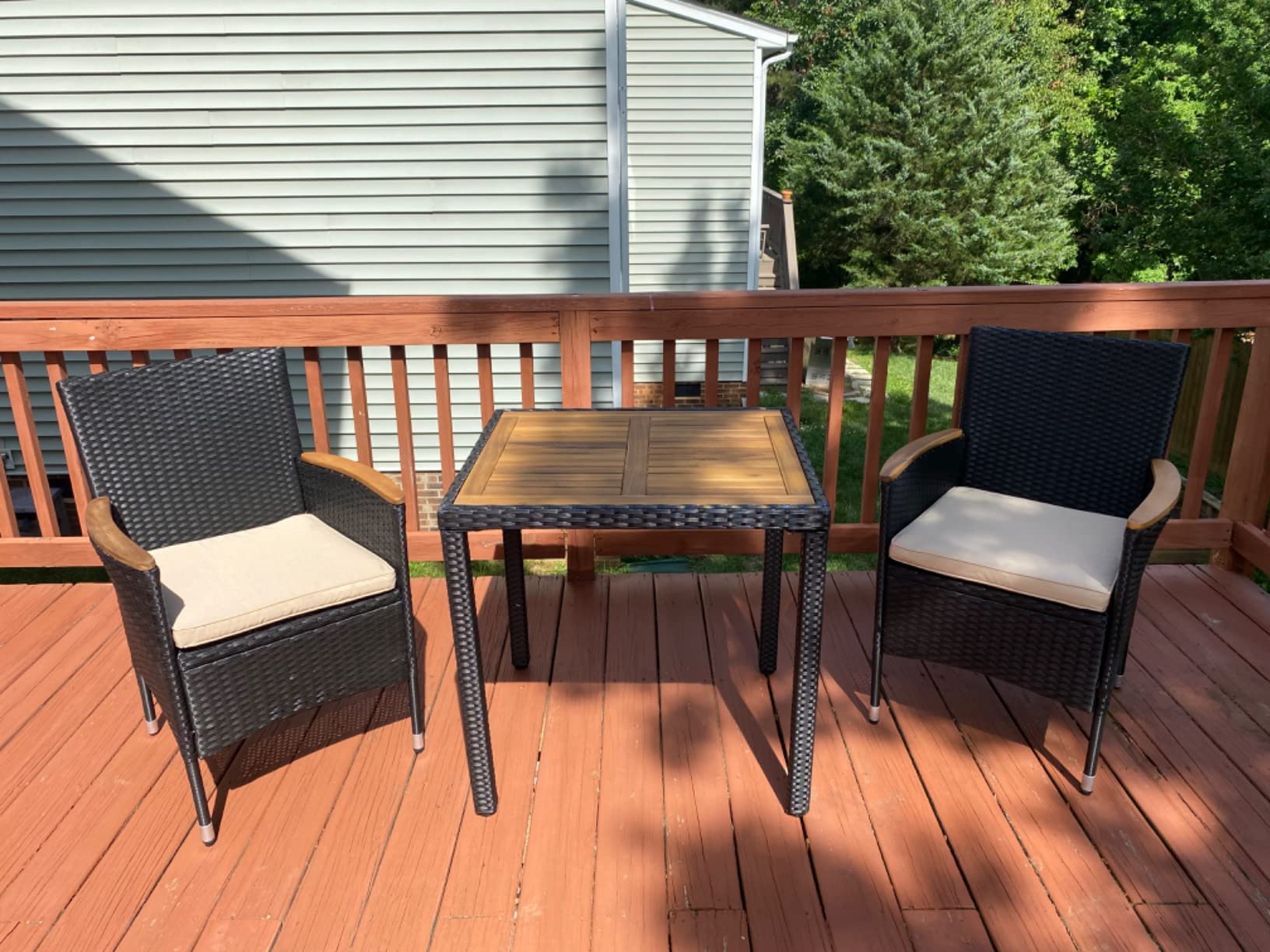 33/mo Finance Flamaker 7 Piece Patio Dining Set Outdoor Acacia Wood Table and Chairs with