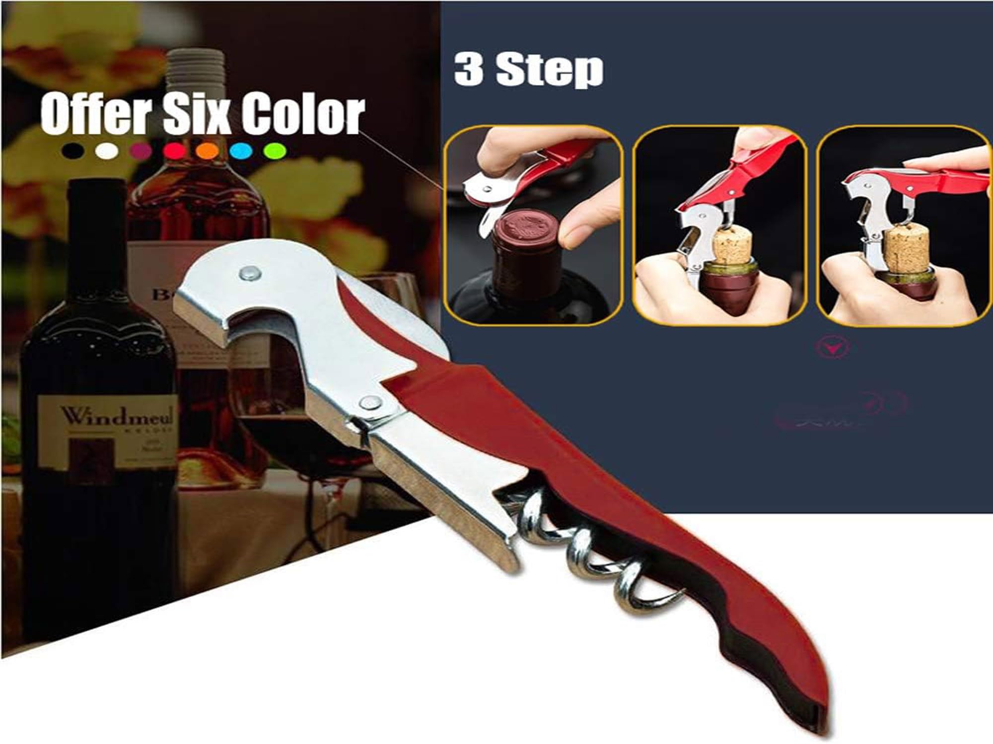 Juego de abridores de vino profesionales (4 unidades), mejorado con bisagras de acero inoxidable resistente, llave de vino para camareros de restaurante, sommelier, camareros