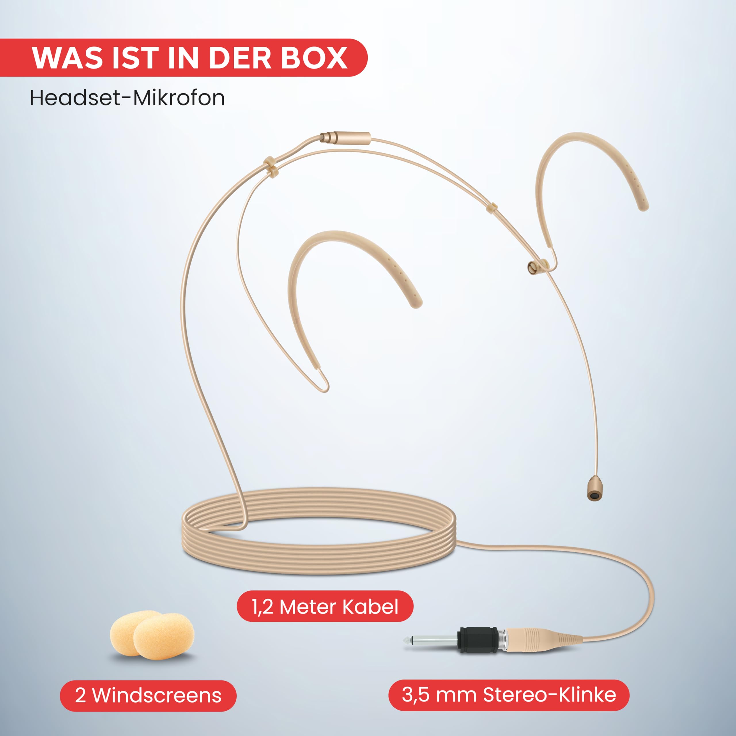 Pyle Doppel- Headset Mikrofon, Kondensator, Über-Ohr-Bügel, Omnidirektional & kabelgebunden, 1,2 m Kabel, 3,5/6,3 mm Adapter, Freihändig mit Windschutz, Ideal für Gesang, Moderation, Bühne