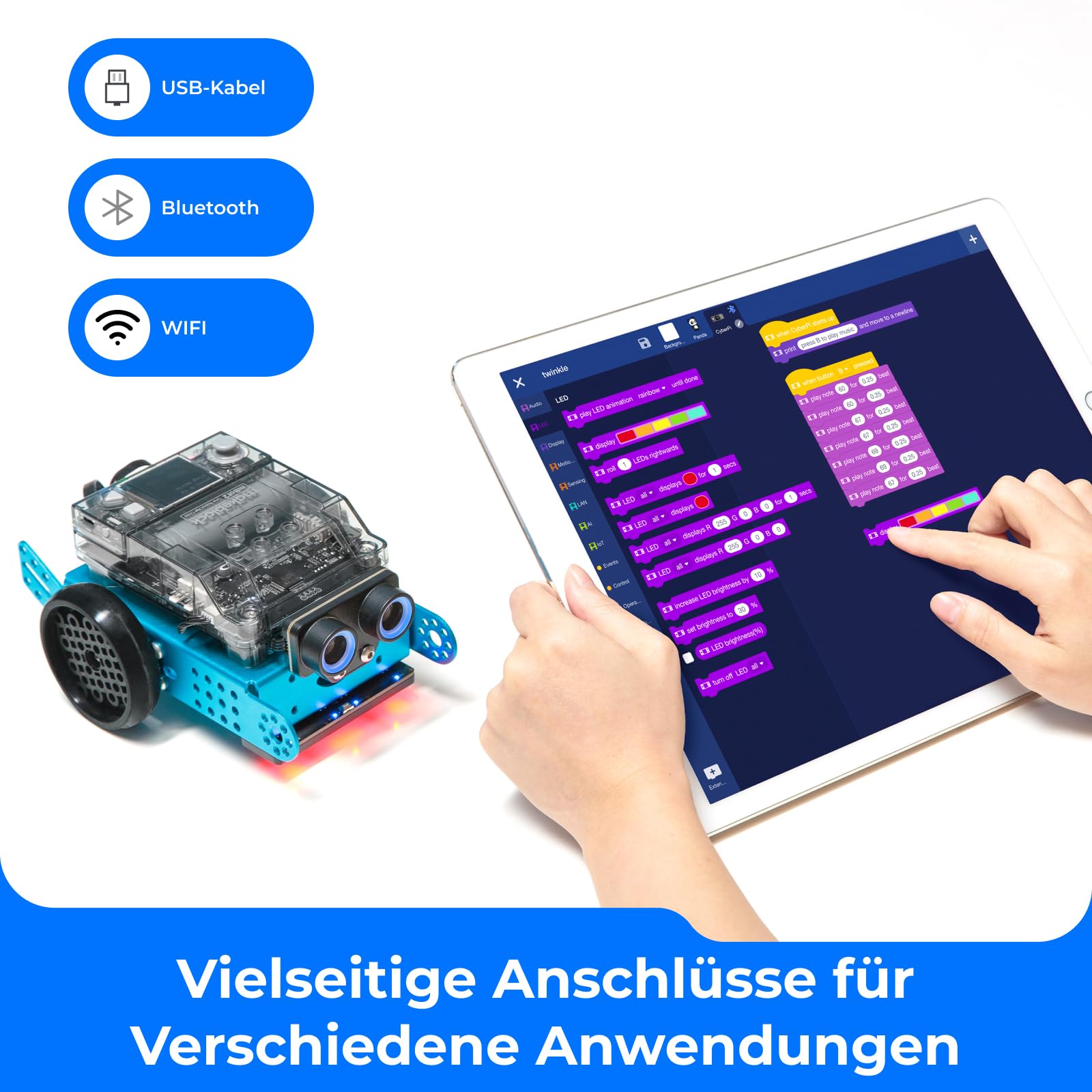 Makeblock mBot 2 Programmierbarer Roboter für Kinder ab 8 Jahren,Roboter Spielzeug mit WiFi, kompatibel mit Scratch und Python, intelligenter STEM Bausatz als Geschenk