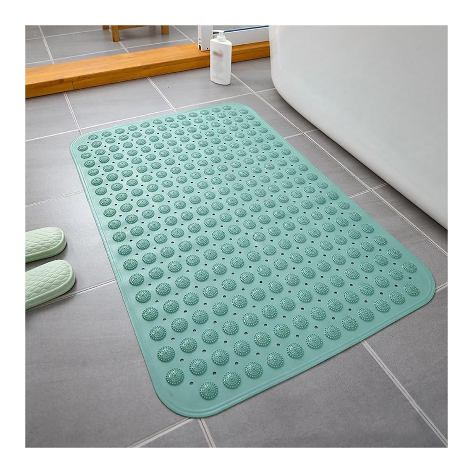 Weicher Duschmatte rutschfest Badewanne mit Abflusslöcher, Antirutschmatte für Die Dusche, PVC Badewannenmatte mit Saugnäpfen, Rutschmatte Dusche Maschinenwaschbar,B,58x88cm/23x35in