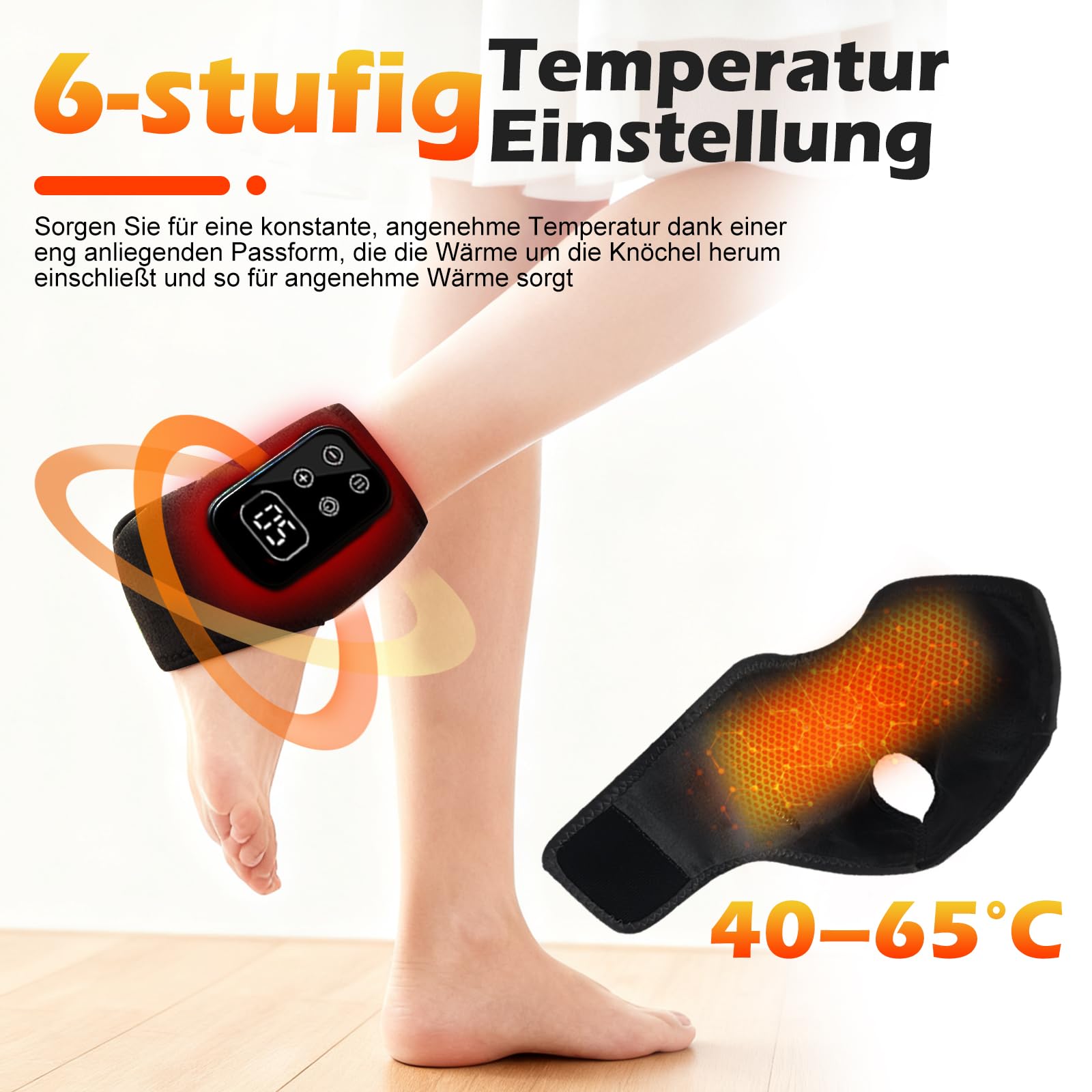 Fussmassagegerät 3-in-1 Foot Massager, Elektrisch Fußmassagegerät mit 5 Vibrationsmodi und 6 Heizstufen, Kabellos Wiederaufladbar, Linderung von Fußermüdung und Schwellungen
