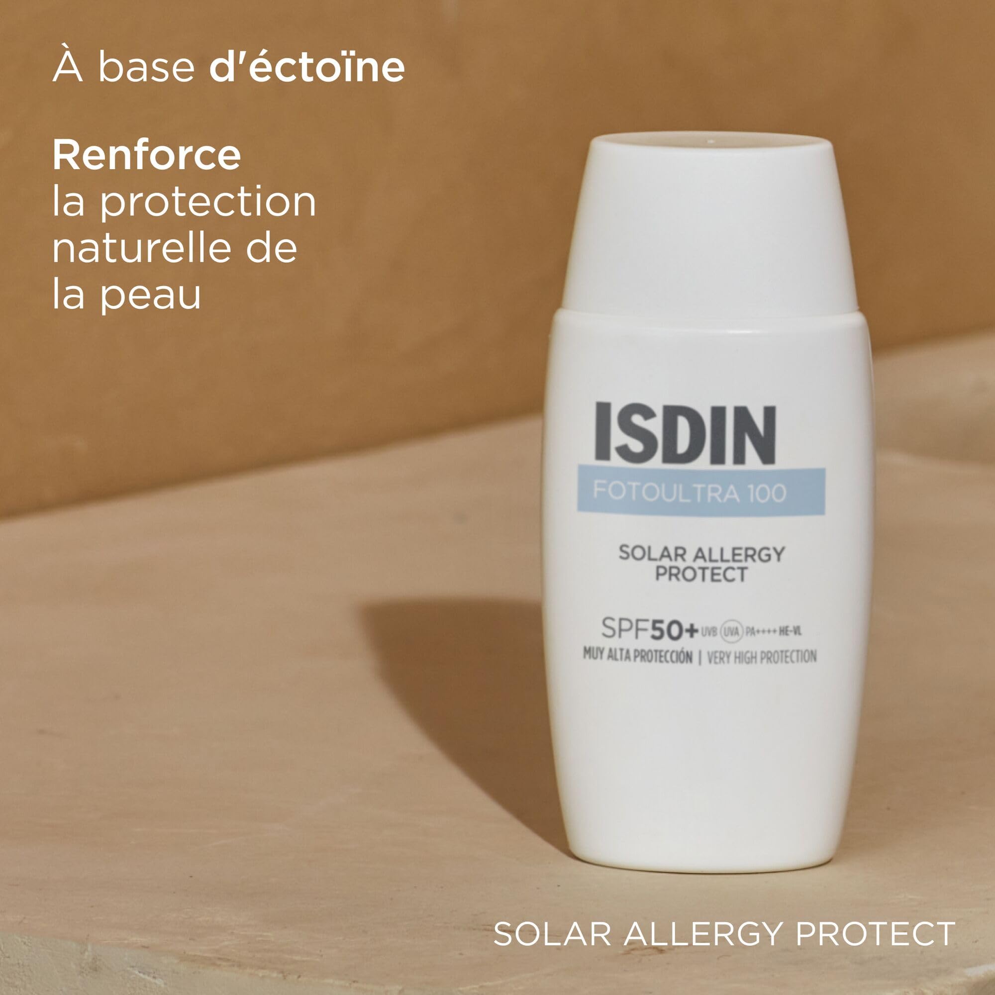 ISDIN Fotoultra 100 Solar Allergy Protect SPF 50+ (50 ml) | Crème Solaire Visage Très Haute Protection pour Peaux Allergiques au Soleil | Renforce la Protection Naturelle de la Peau