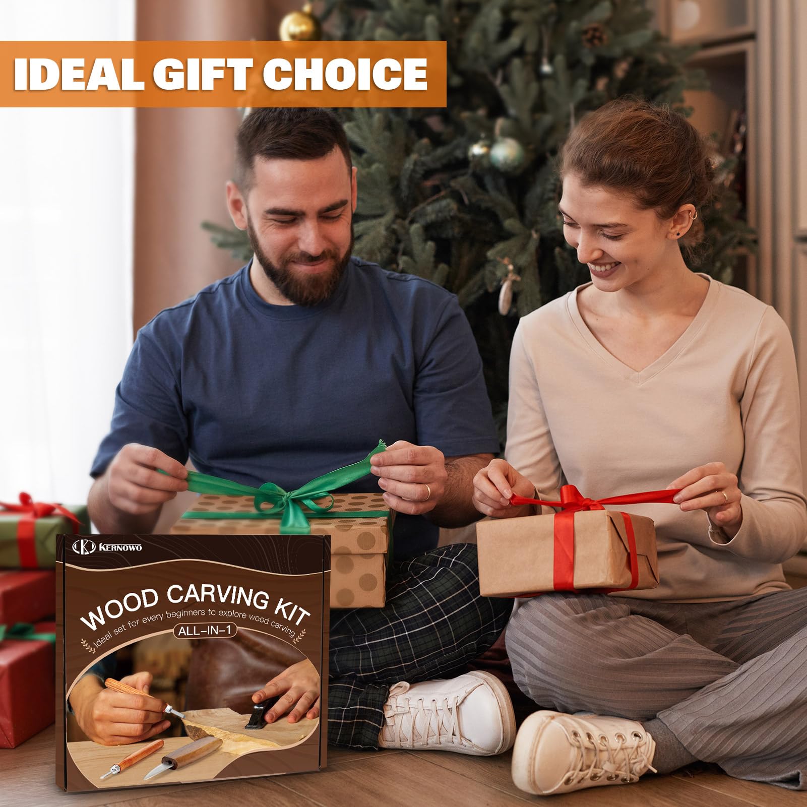 Wood Carving Kit, 32Pcs Wood Carving Tools with PU Storage Bag, Wood Whittling Knife Kit with 4pcs Templates & 11pcs Wood Carving Knives for Wood DIY Beginners