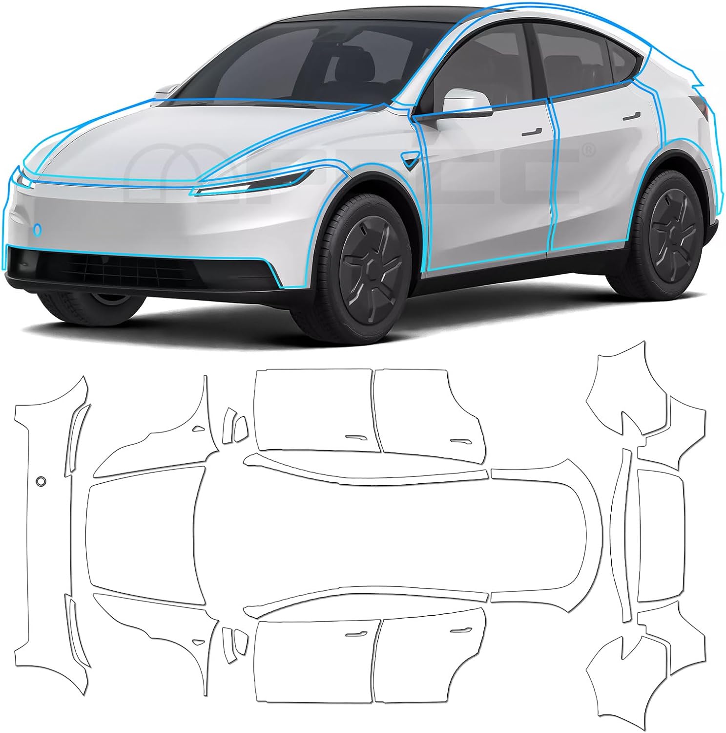 for Tesla Model Y Standard 2026 Precut PPF, Clear HD TPU Paint Protection Film, Self-Adhesive Anti-Scratch Car Exterior Accessories (Whole Set)
