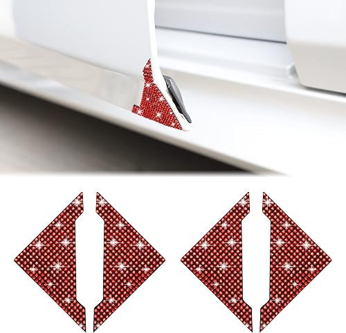 Miniatura 8 de TOMALL Protector de borde de coche antiarañazos con diamantes de imitación - 4 calcomanías brillantes para parachoques de esquina (azul)