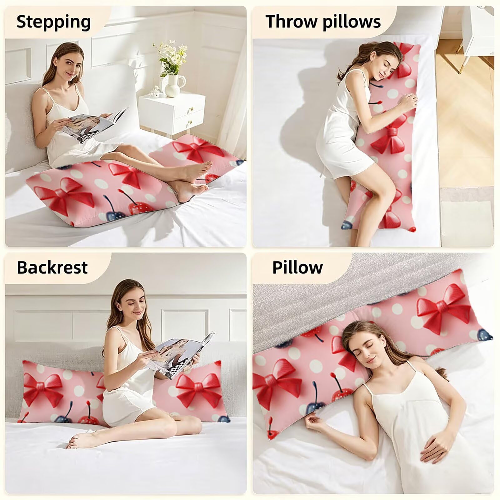 Housse Traversin 135 cm Rose, Taie Oreiller 135x45 cm, Housse de Coussin Arc, Taie de Traversin Doux Lin Protege Oreiller, Double Face Impression pour Decoratif Salon Canape Lit, Cadeau Femme E0-896