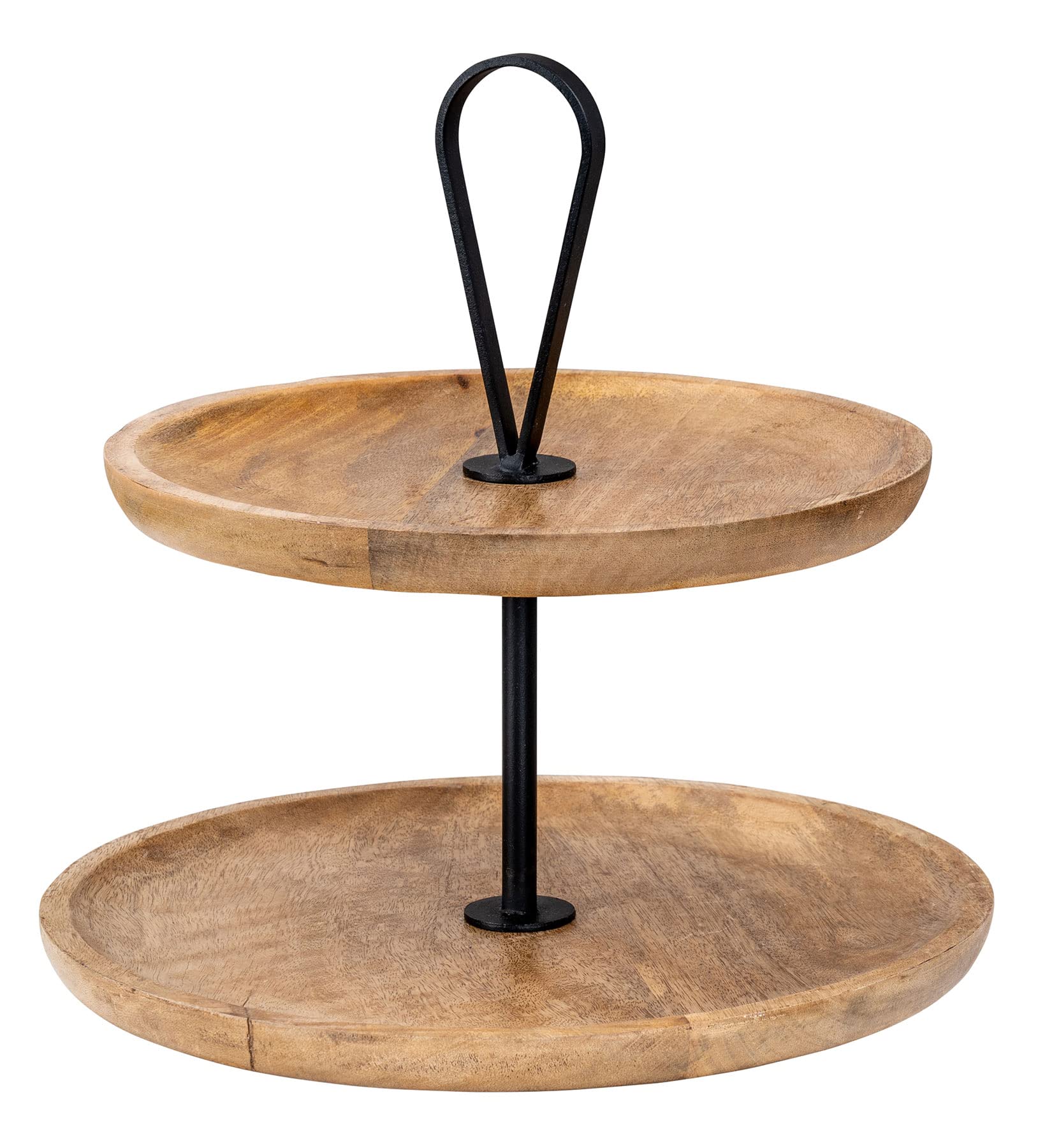levandeo Etagere 2 Etagen H35cm Mango Holz Natur Schwarz Braun Servierplatte Kuchenständer Deko Tischdeko Wohndekoration