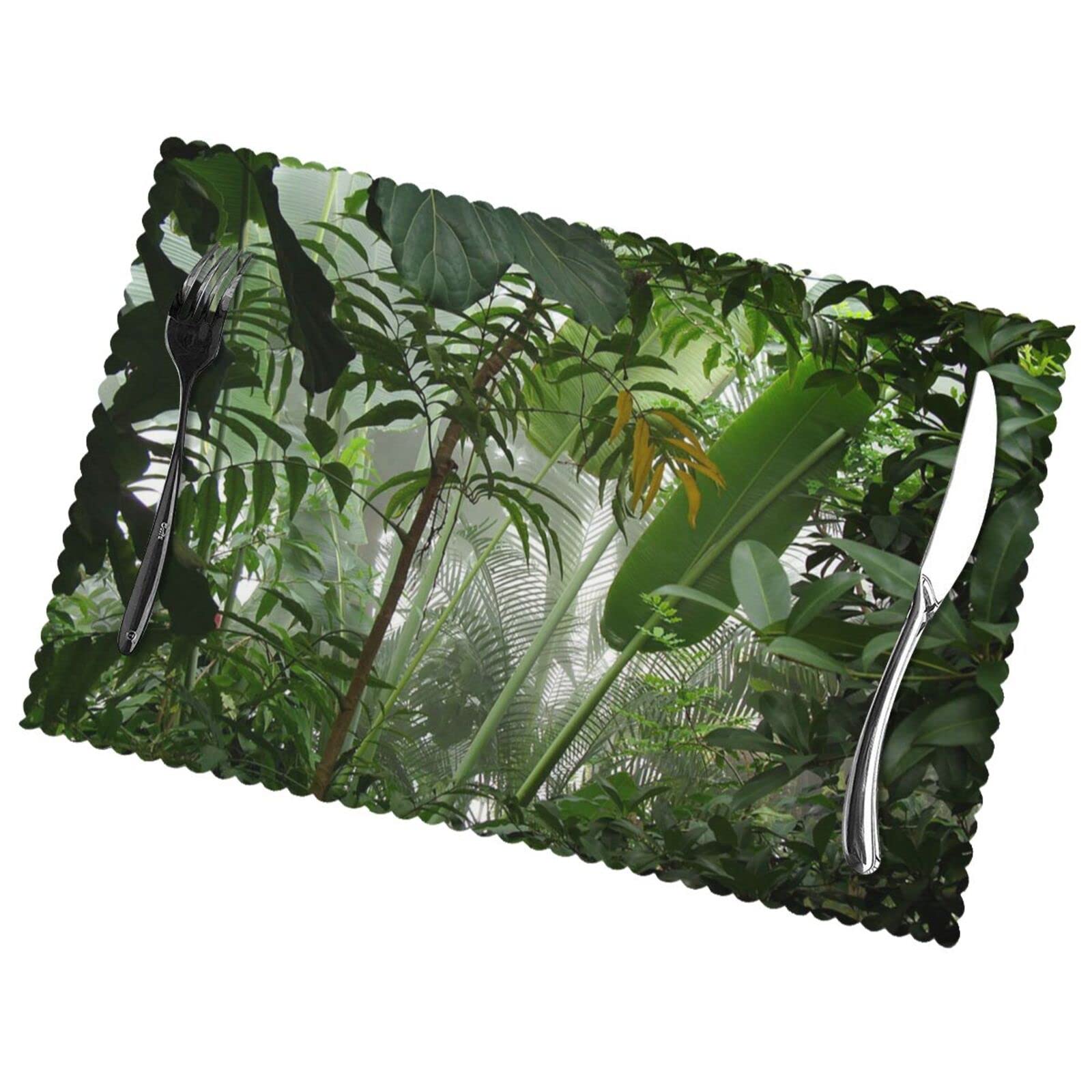 Tropical Rainforest Jungle Scene Placemats Set Of 6 Home Dining Gifts Non-Slip Table Mats Heat Resistant Table Placemats 45x30 Cm