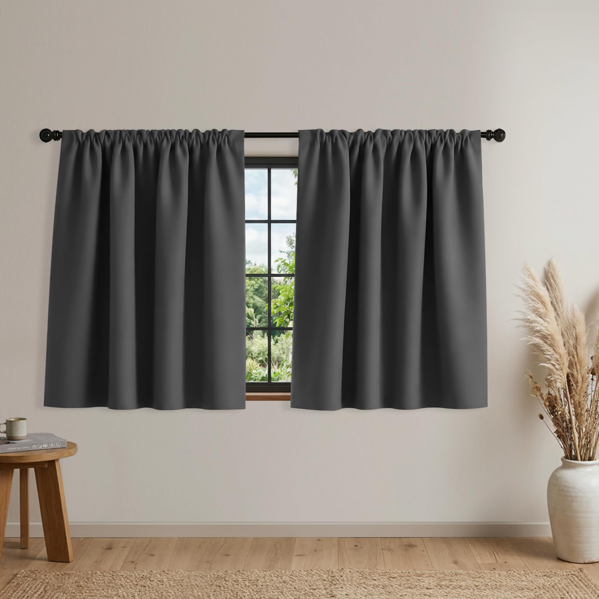 Mrs.Naturall Cortinas opacas pequeñas de 52 pulgadas de ancho para ventanas, cortinas térmicas cortas y anchas de 24 pulgadas para dormitorio, baño y caravana