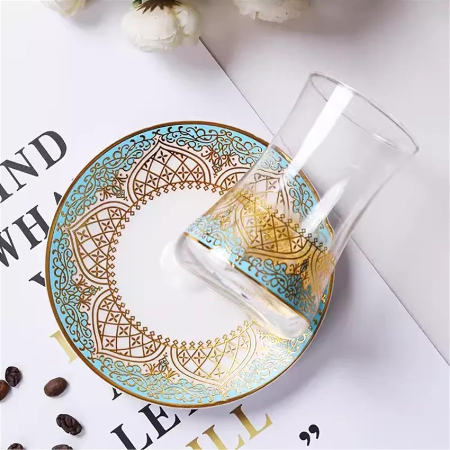 Cup and Saucer Set Coffee Cup Simple Household Master Cup Beautiful Teacup and Saucer Set(2 Cup Saucers Spoon)