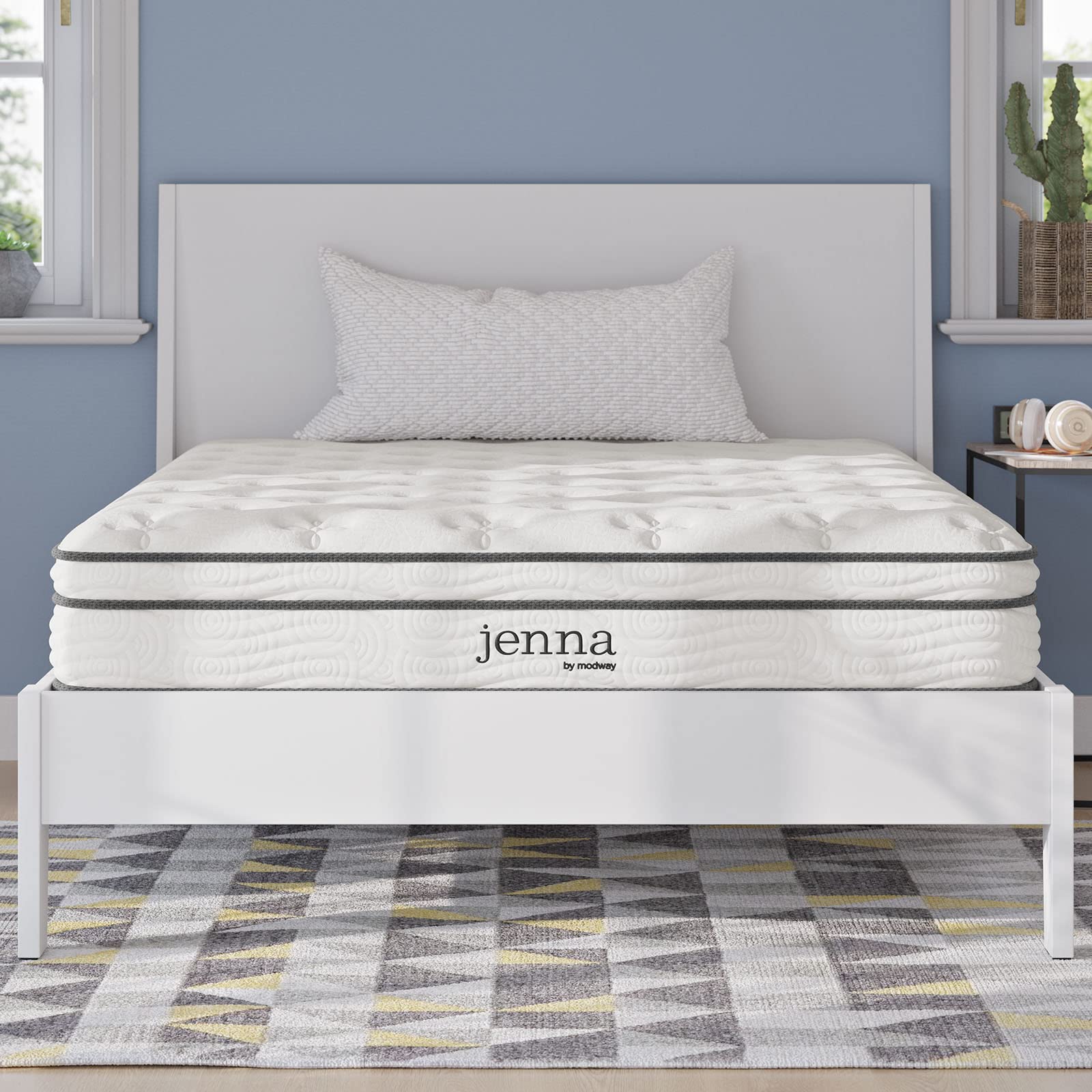 Modway Jenna 8” Innerspring and Memory Foam Full Mattress With Individually Encased Coils White