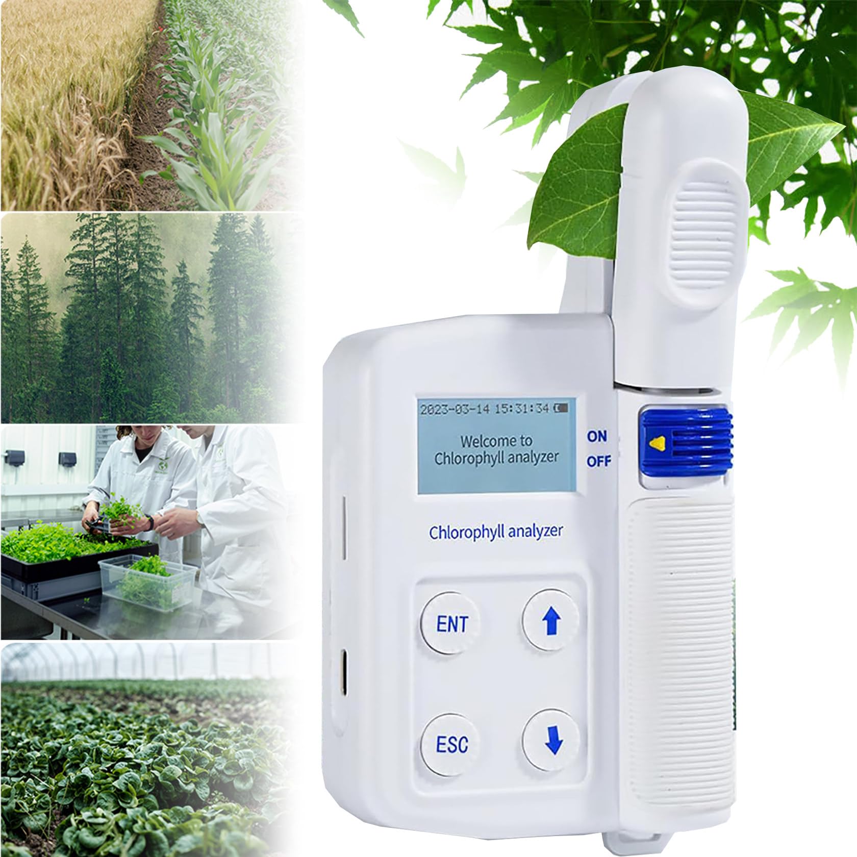 Medidor de clorofila portátil, SPAD de alta precisión 0.0-99.9, medición rápida de 0.8 s, almacenamiento de 16 GB, para análisis de contenido de clorofila vegetal