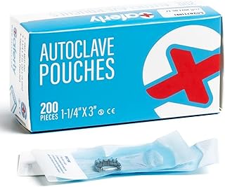 Saferly Sterilization Self-Seal Autoclave Pouches, Sterilizing Self-Sealing Pouch Bag for Dental Equipment and Instruments, 1-1/4