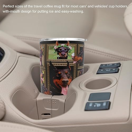 Miniatura 6 de Doberman - Vaso con tapa a prueba de derrames, para café helado, taza de viaje aislada de acero inoxidable, botella de agua de 20 onzas para bebidas