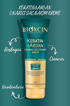 Bioxcin Keratin & Argan Onarıcı Şampuan 300 ml + Saç Bakım Kremi Seti, Parabensiz