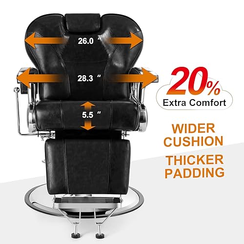 Miniatura 4 de Artist hand Silla de peluquería reclinable resistente con reposacabezas y reposapiés, silla giratoria de 360 grados, equipo de belleza para