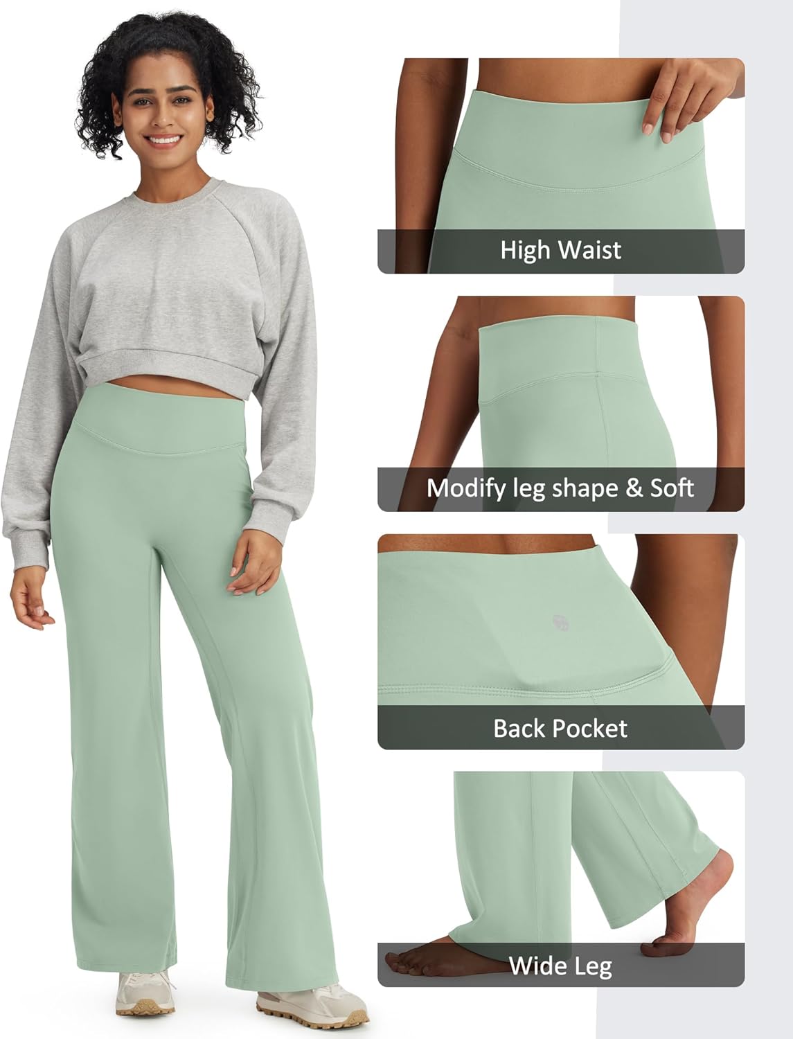 G4Free BareFeel No Front Seam Straight Leggings for Women High Waisted Wide Leg Yoga Pants 29"/31"/33" - Image 4