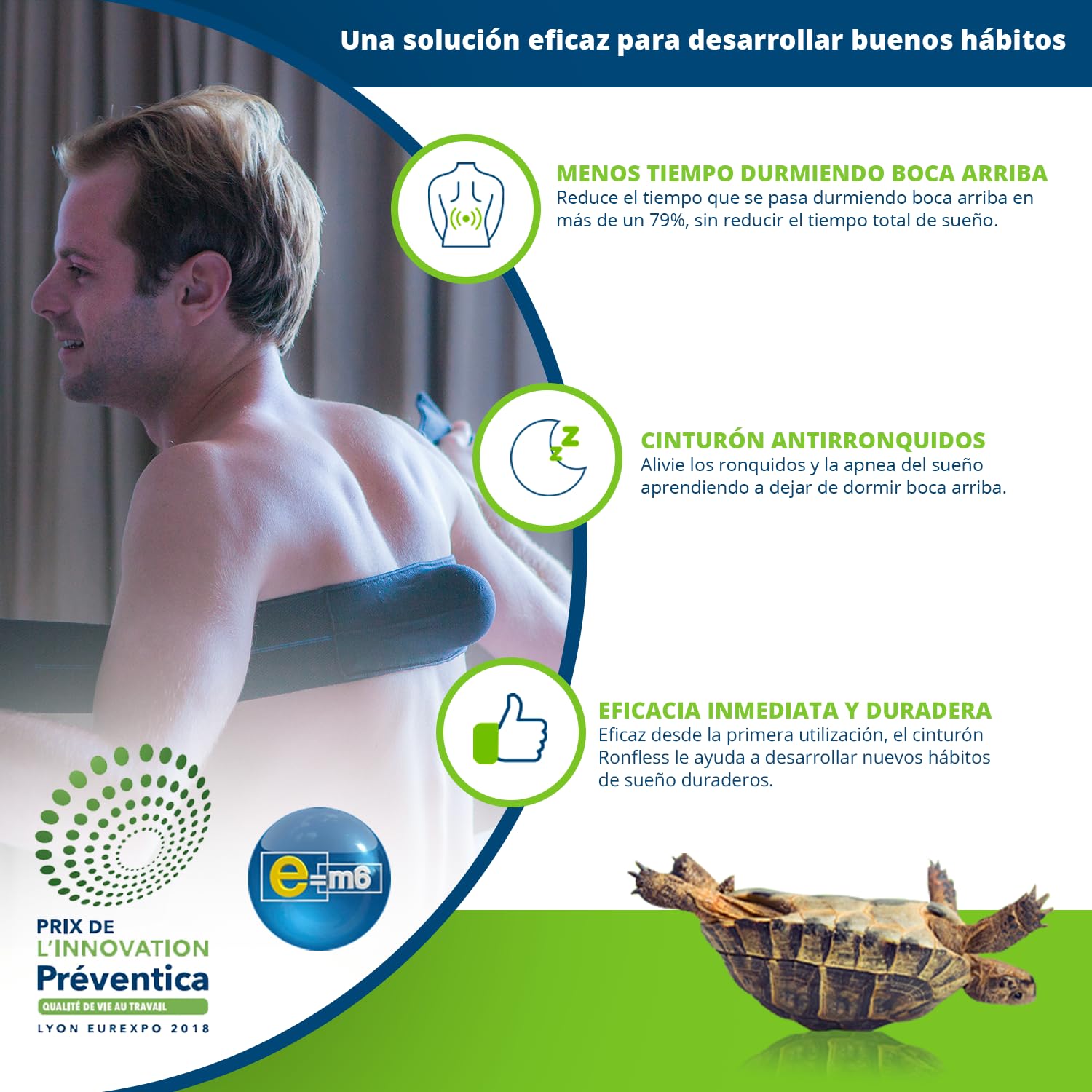 Cinturón antirronquidos - Antiapnea del sueño - Dispositivo patentado - Eficacia y comodidad