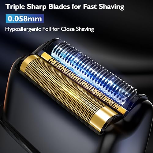 Miniatura 3 de Maquinilla de afeitar eléctrica para la cara de hombre, afeitadora eléctrica para hombres, afeitadora de aluminio con 3 velocidades ajustables,