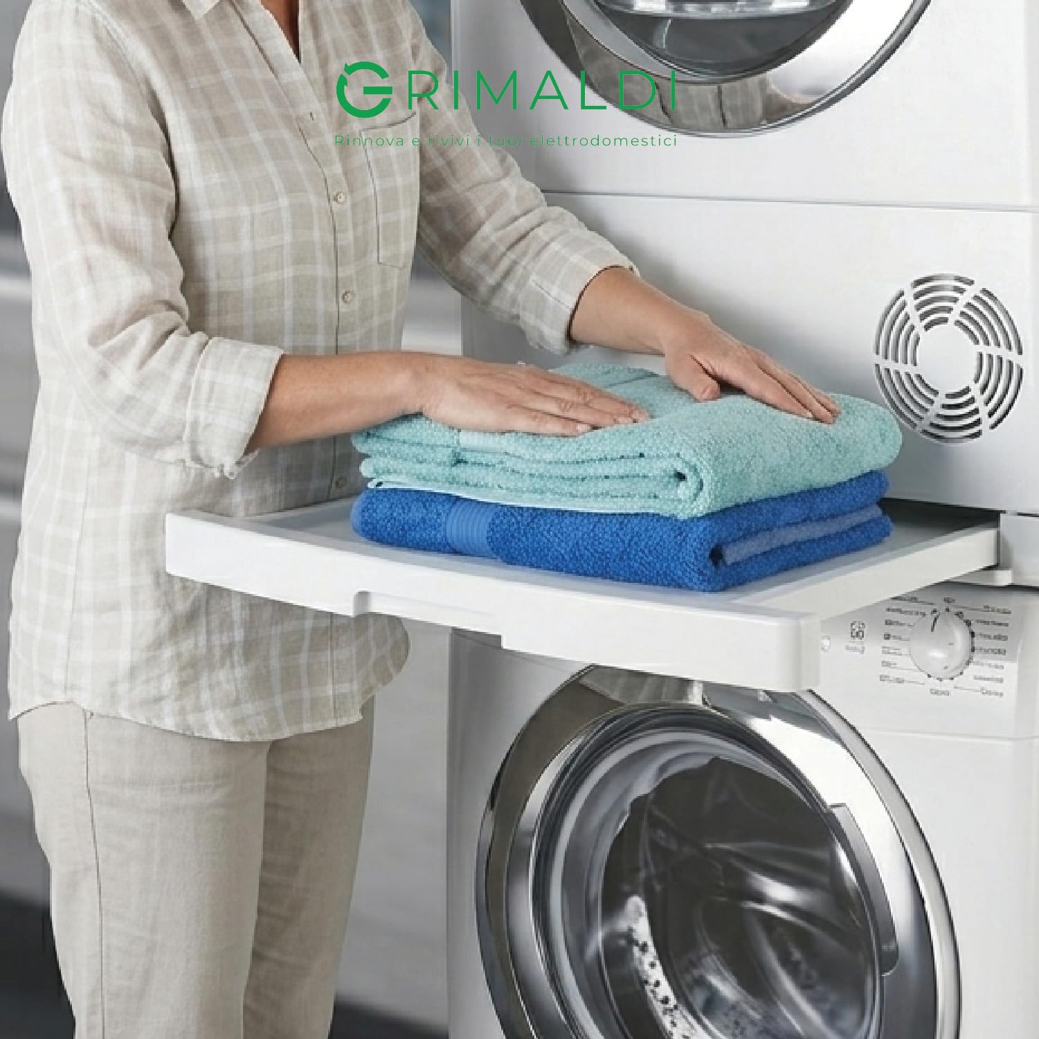 G GRIMALDI 35602039 Kit Sovrapposizione Lavatrice Asciugatrice con Ripiano Estraibile Compatibile con Candy Hoover Iberna Zerowatt — Salvaspazio Universale